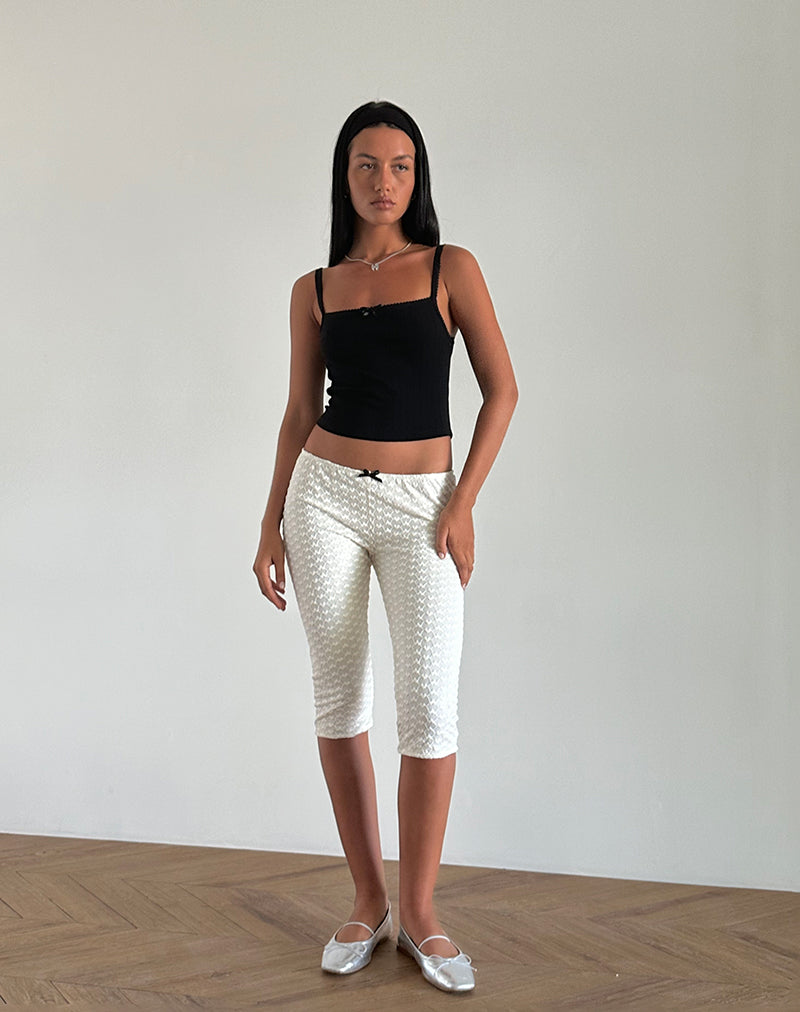 Pantalón capri Asih de encaje corazón marfil