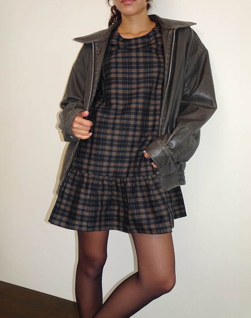 Imagen de Asterin Mini Smock Dress in Navy Mustard Check