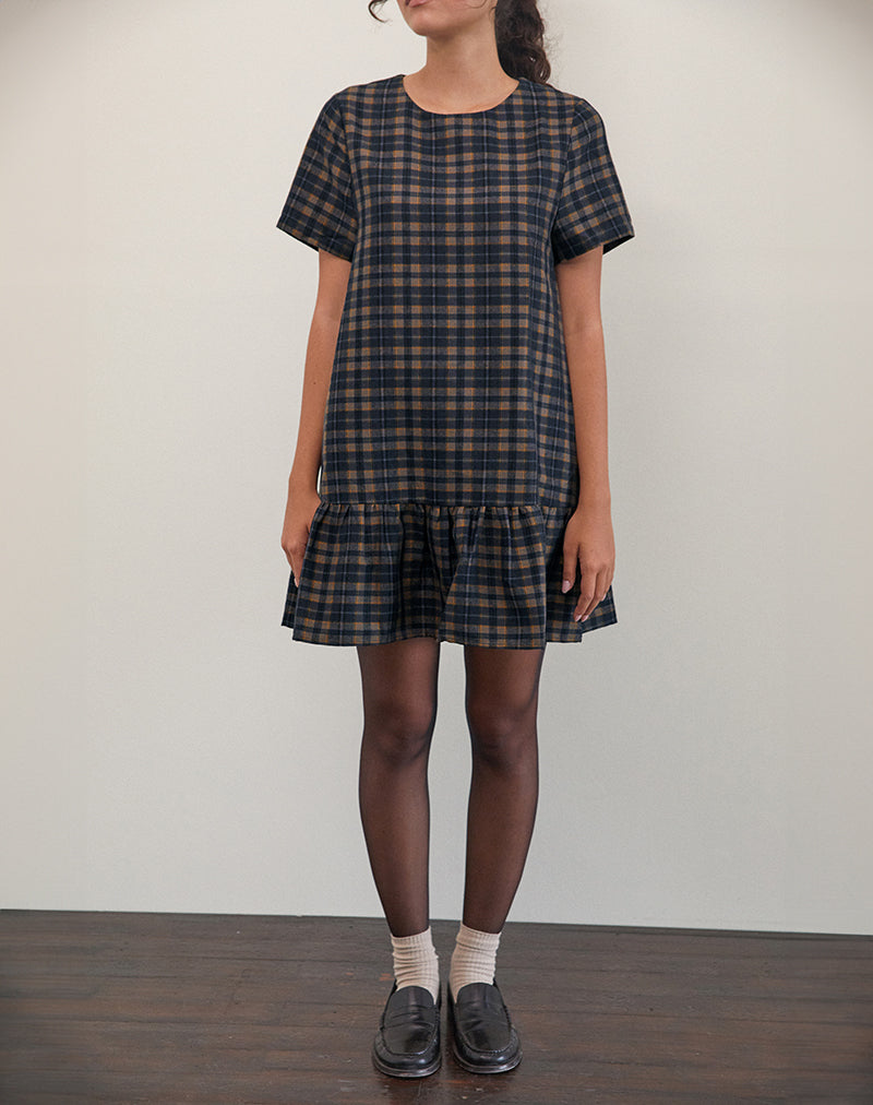 Imagen de Asterin Mini Smock Dress in Navy Mustard Check