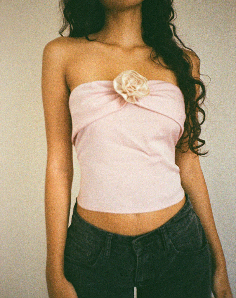 Imagen de Astrum Bandeau de satén en rosa con rosa marfil