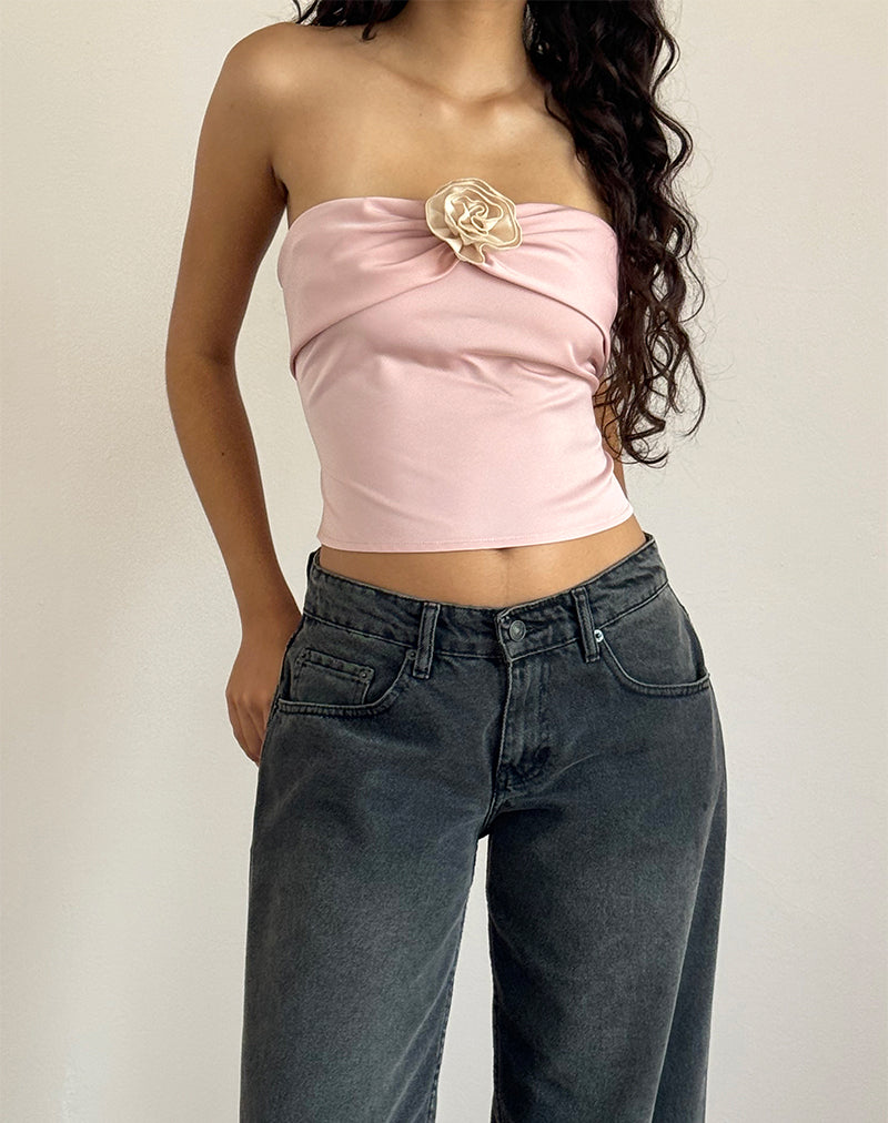 Imagen de Astrum Bandeau de satén en rosa con rosa marfil