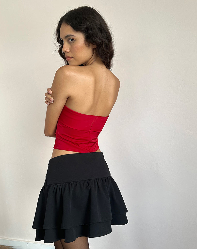 Imagen de Astrum Bandeau de satén rojo con rosa negra