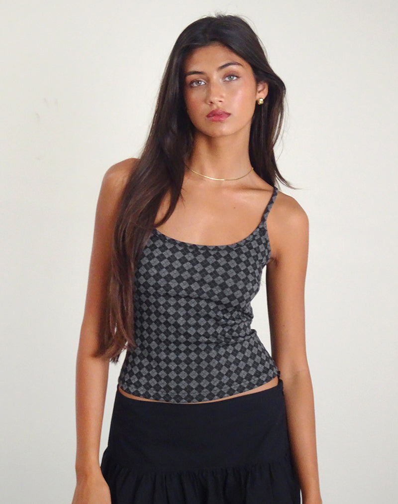 Imagen de Atarah Knit Cami Top en Argyle Negro Gris