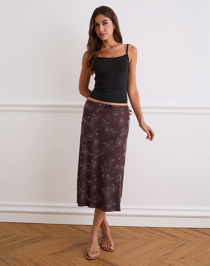 Imagen de Atira Falda Midi en Doodle Flower Flock Marrón