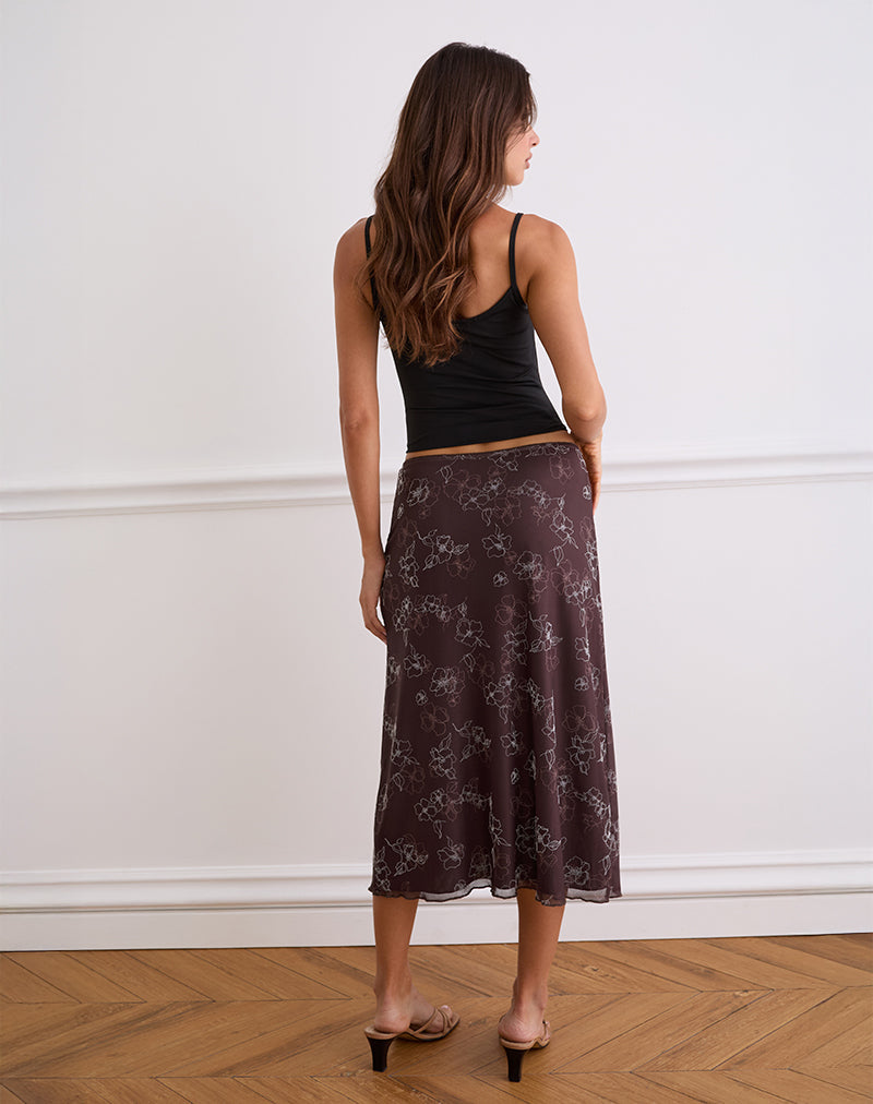 Imagen de Atira Falda Midi en Doodle Flower Flock Marrón