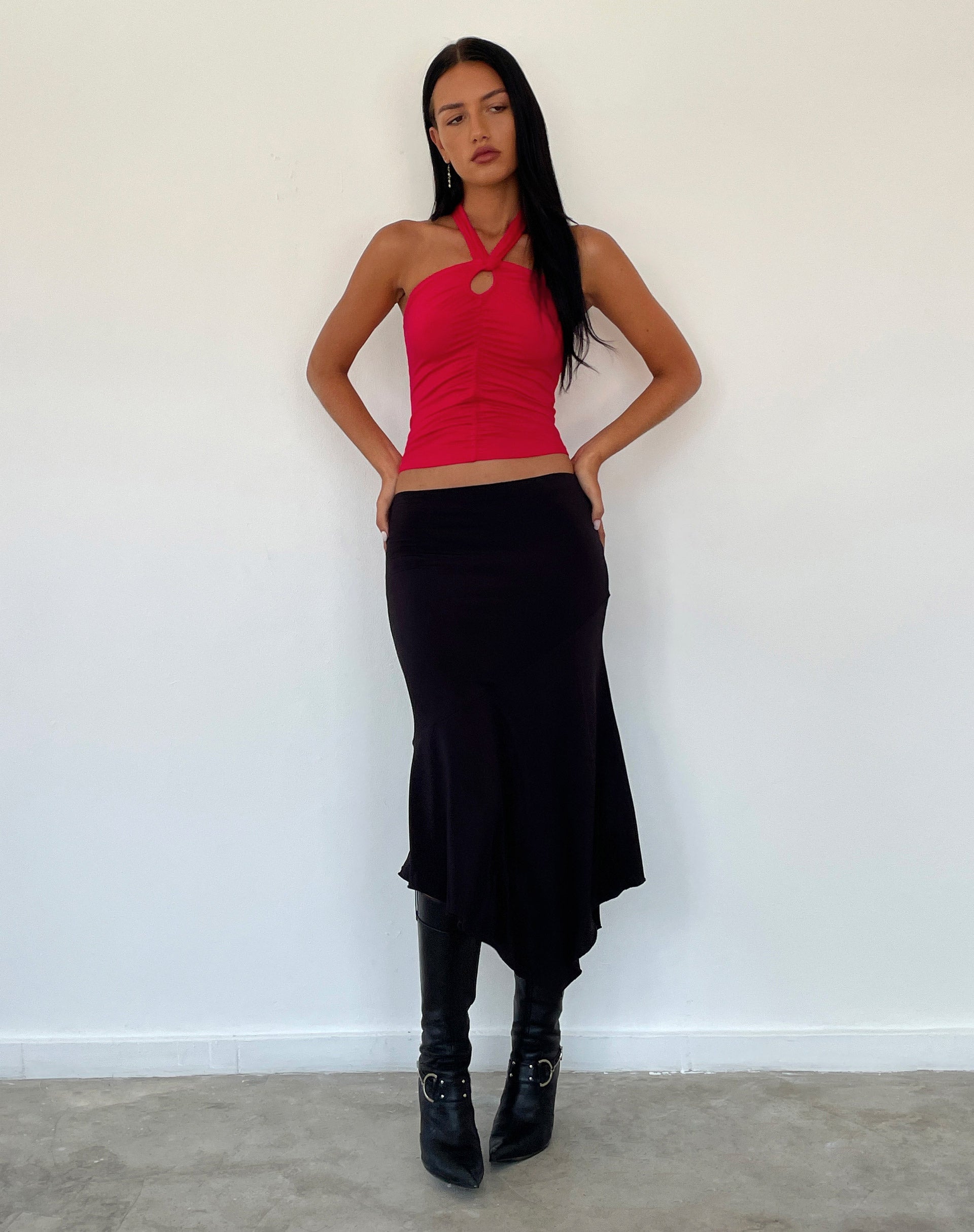 Imagen de Audrey Top de cuello redondo en rojo Soft Slinky