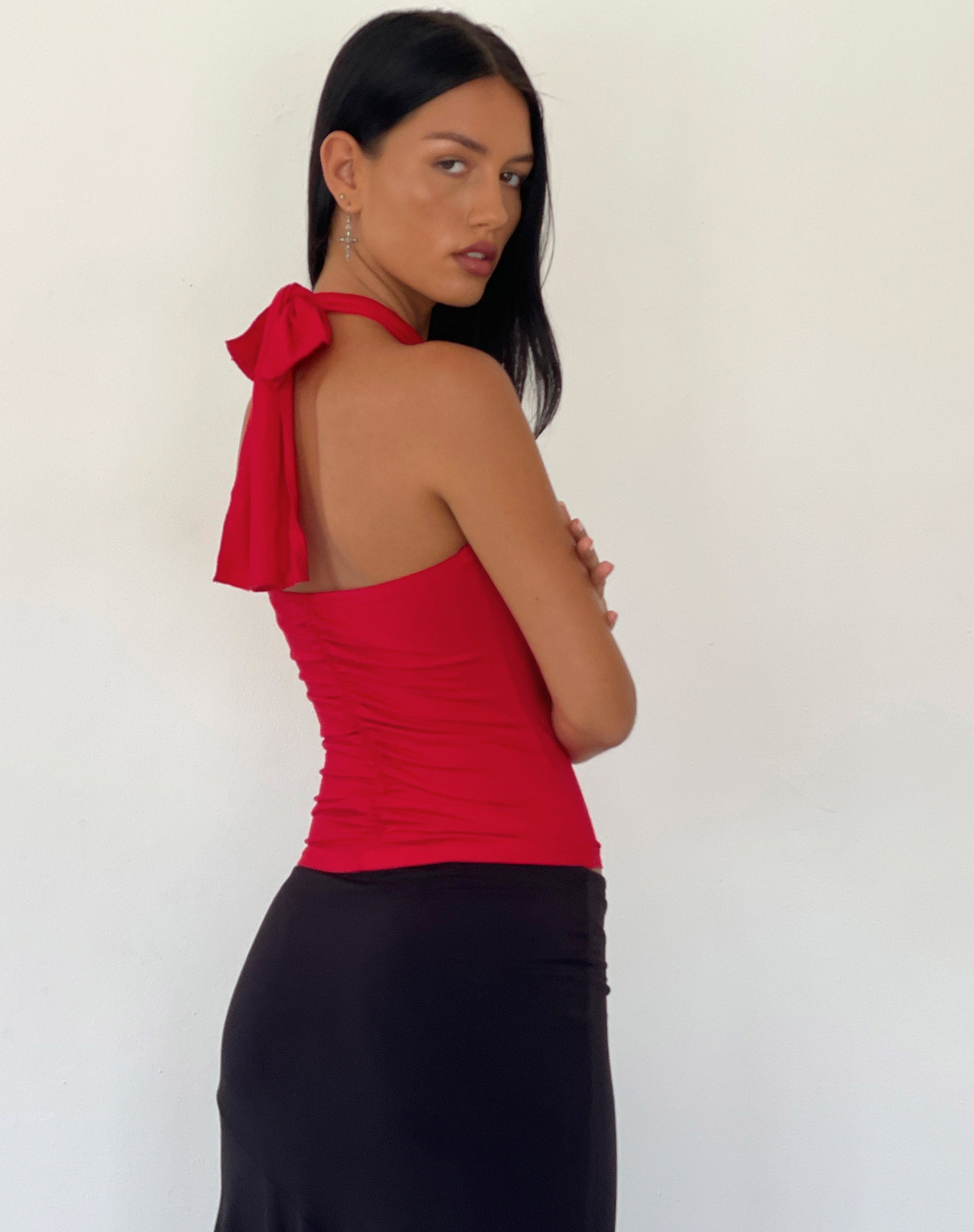 Imagen de Audrey Top de cuello redondo en rojo Soft Slinky