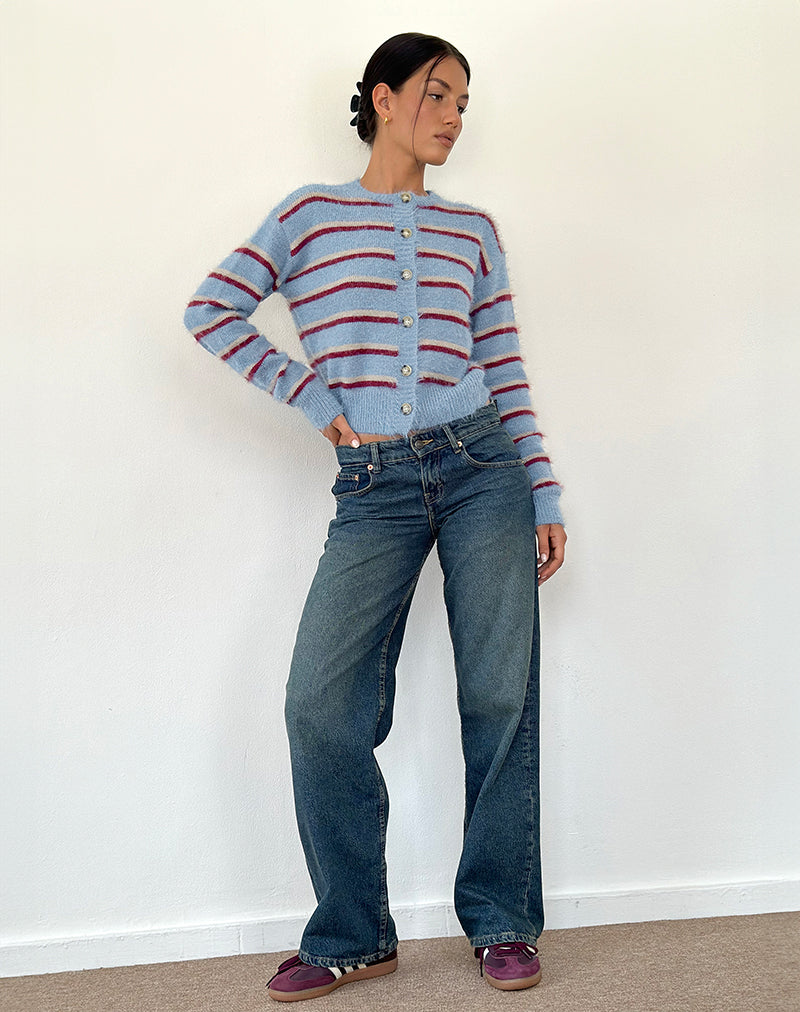 Imagen de Audrina Cardigan a rayas azules y rojas