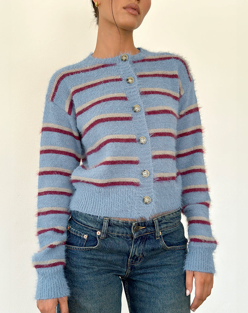 Imagen de Audrina Cardigan a rayas azules y rojas