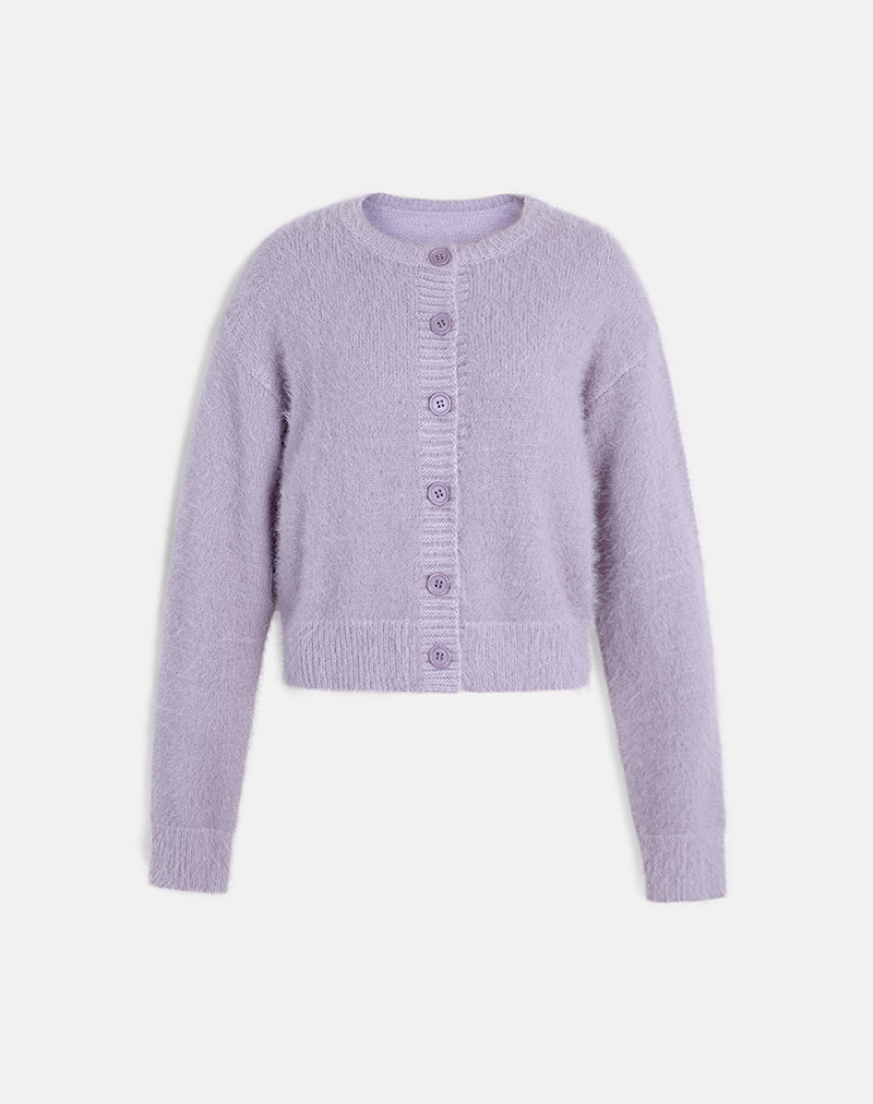 Imagen de Audrina Cardigan en punto mullido Dusty Lilac