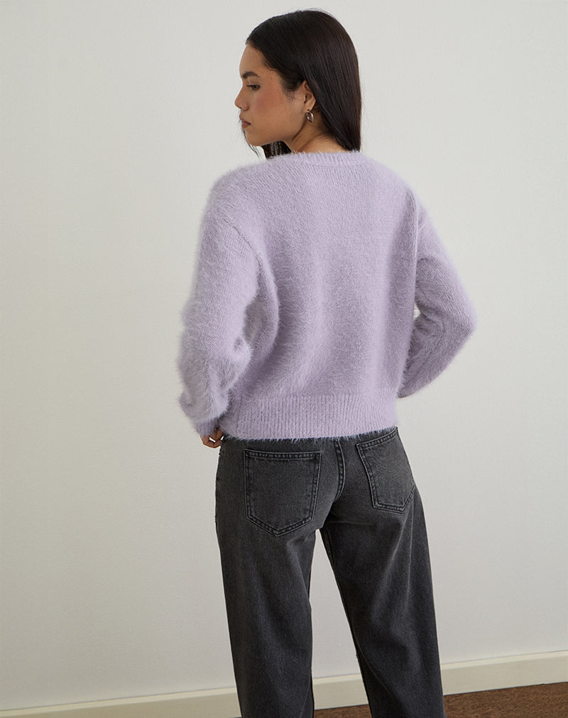Imagen de Audrina Cardigan en punto mullido Dusty Lilac