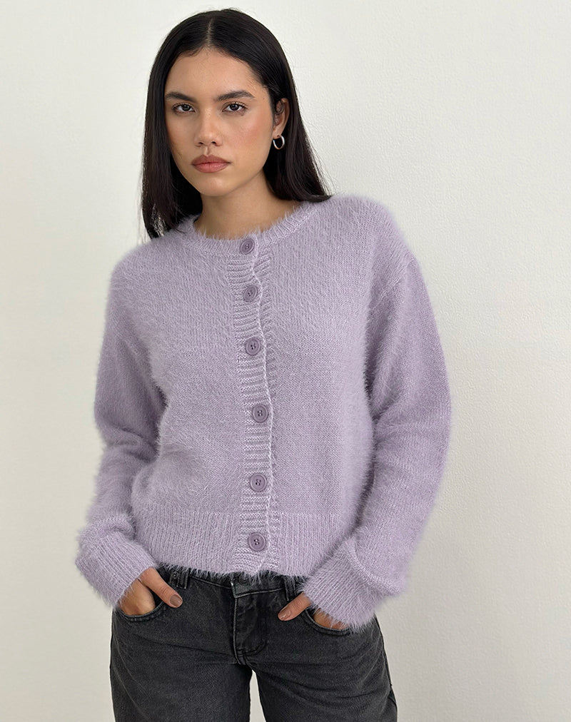 Imagen de Audrina Cardigan en punto mullido Dusty Lilac