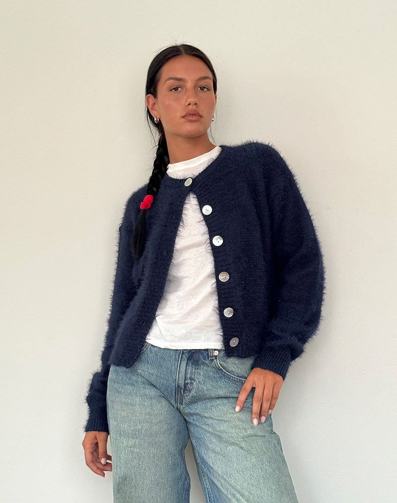 Imagen de Audrina Cardigan In Fluffy Knit Navy