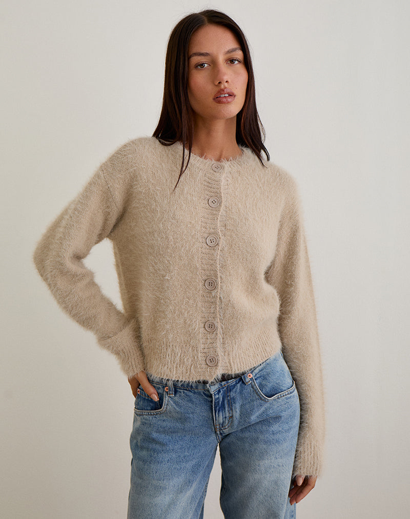 Imagen de Audrina Cárdigan de punto mullido Beige