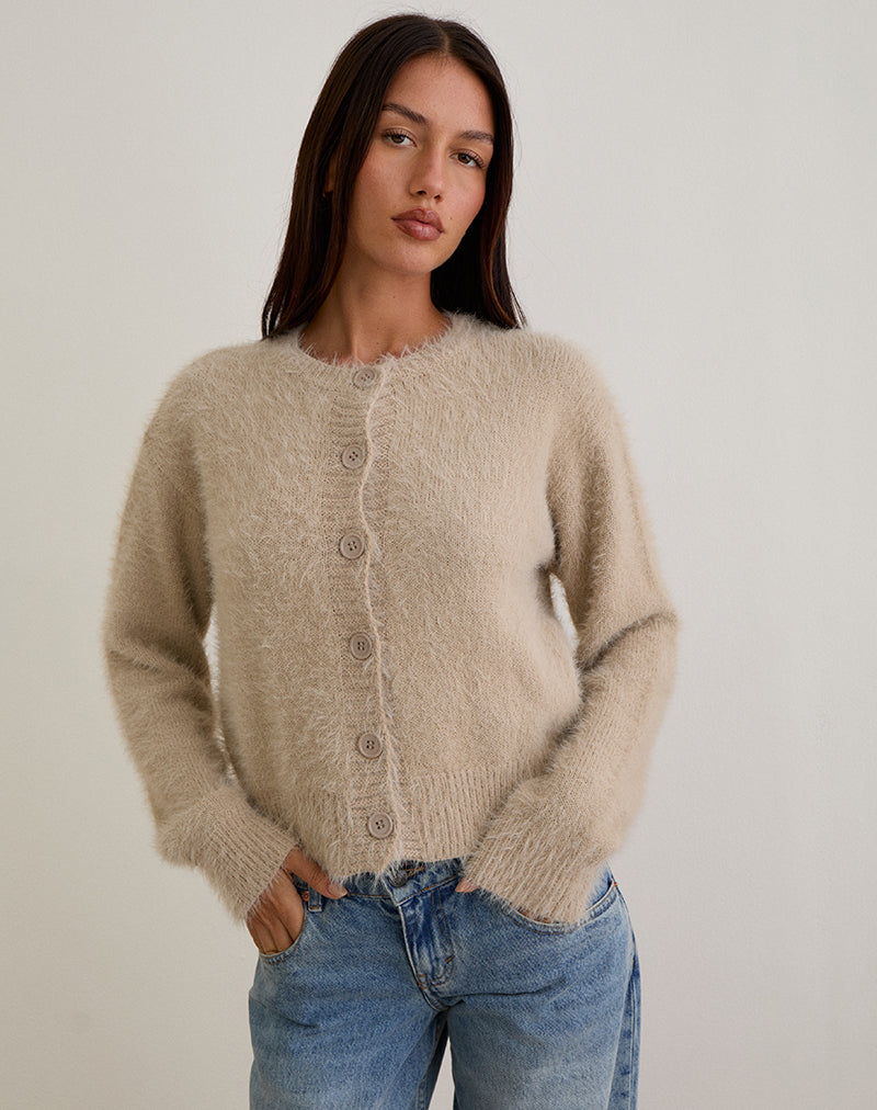 Imagen de Audrina Cárdigan de punto mullido Beige