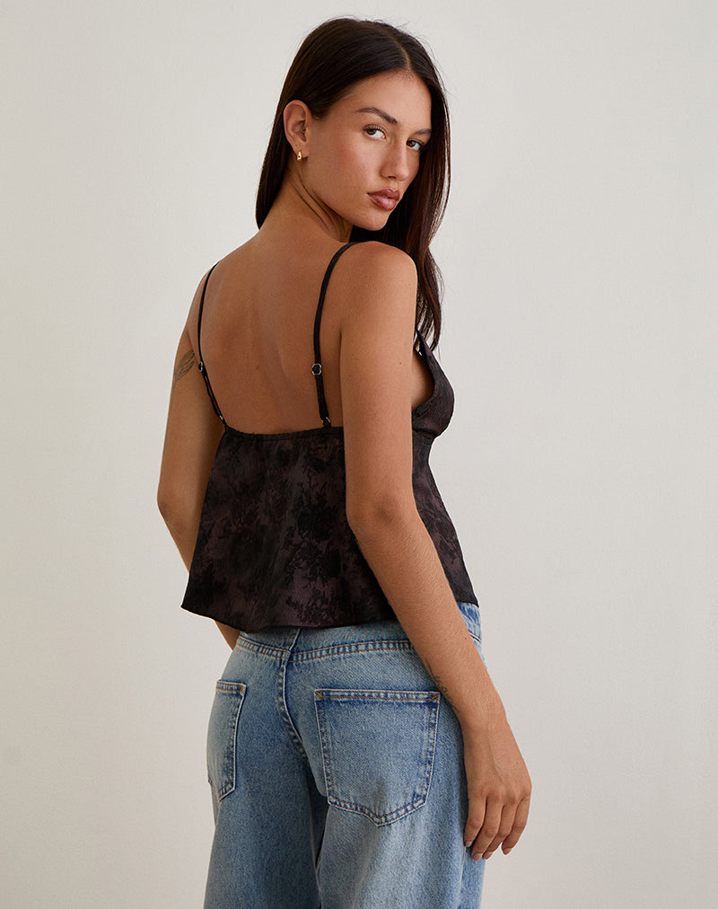 Imagen de Marinda Top en Jacquard Morado Oscuro Floral