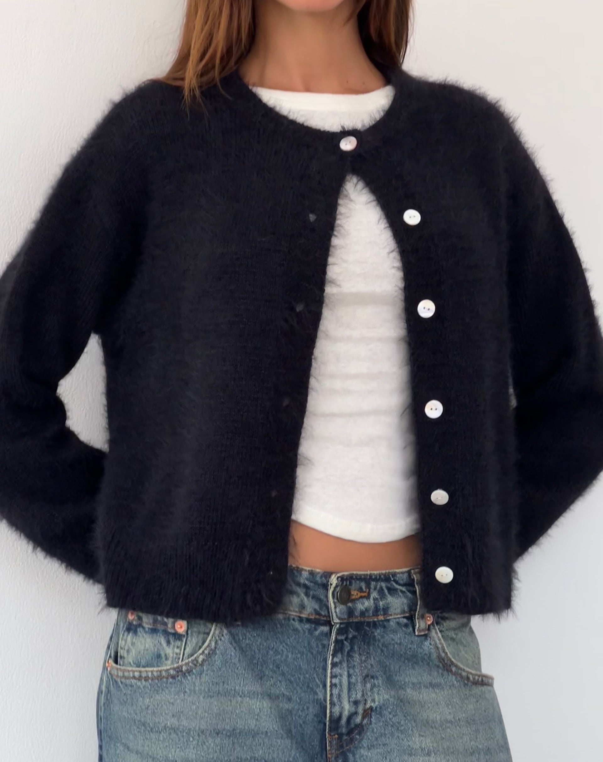 Imagen de Audrina Cardigan en punto mullido Negro