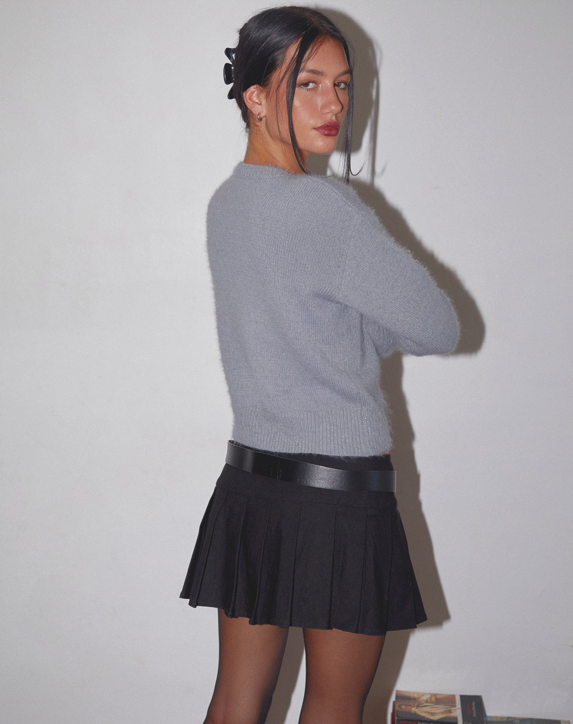 Imagen de Audrina Cárdigan de punto mullido Gris