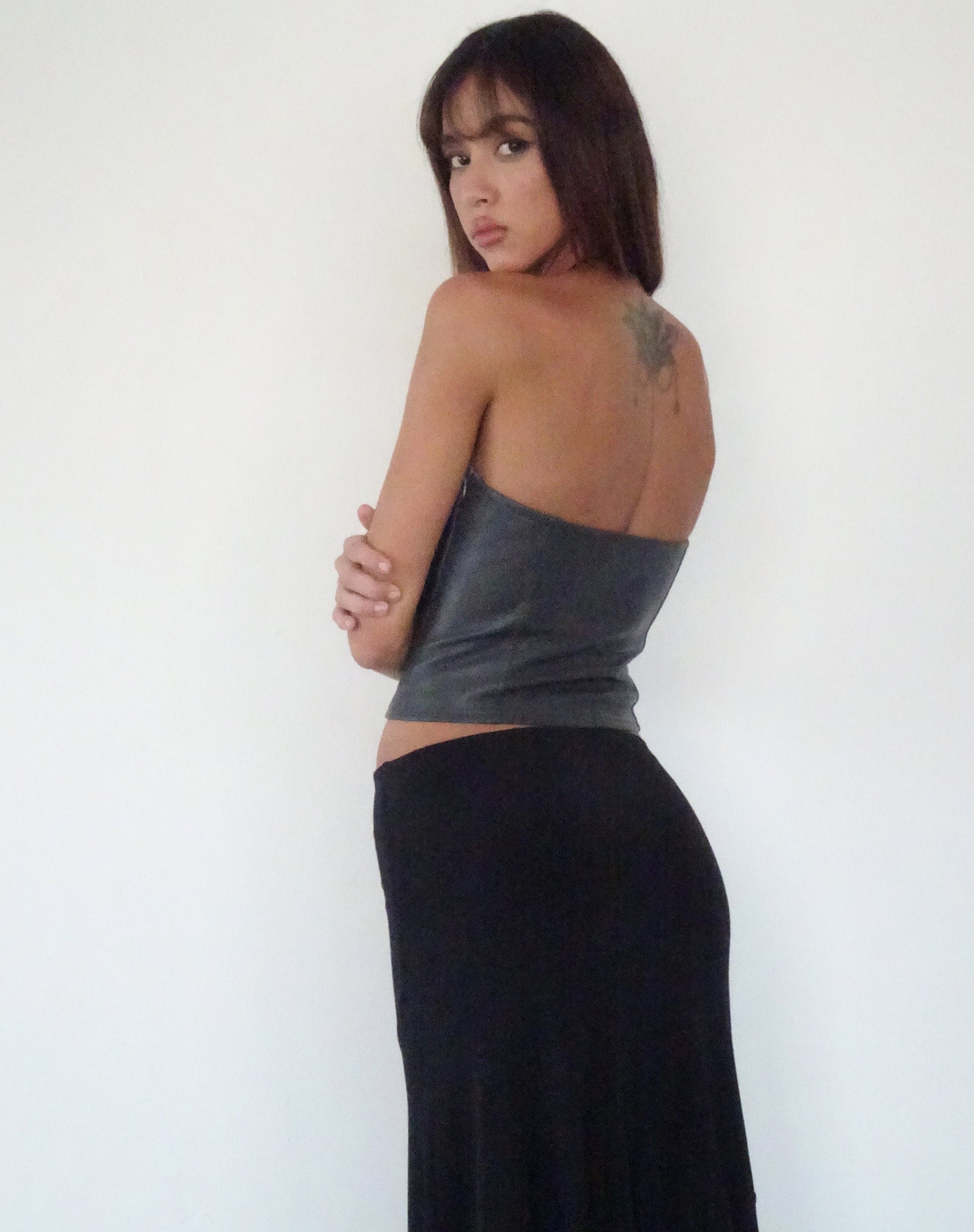 Imagen de Audy Bandeau Crop Top en PU Gris Pizarra