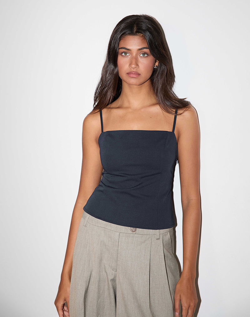 Aurei Top con espalda escotada en Tailoring Navy