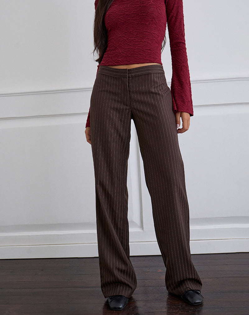 Imagen de Ganta Slim Trouser in Stripe Marrón chocolate