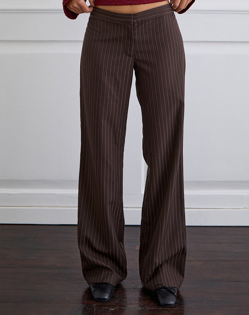 Imagen de Ganta Slim Trouser in Stripe Marrón chocolate