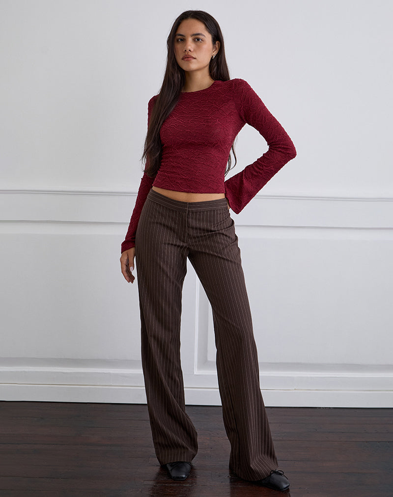 Imagen de Ganta Slim Trouser in Stripe Marrón chocolate