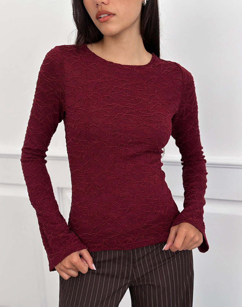 Aven Top asimétrico de punto texturizado Rojo