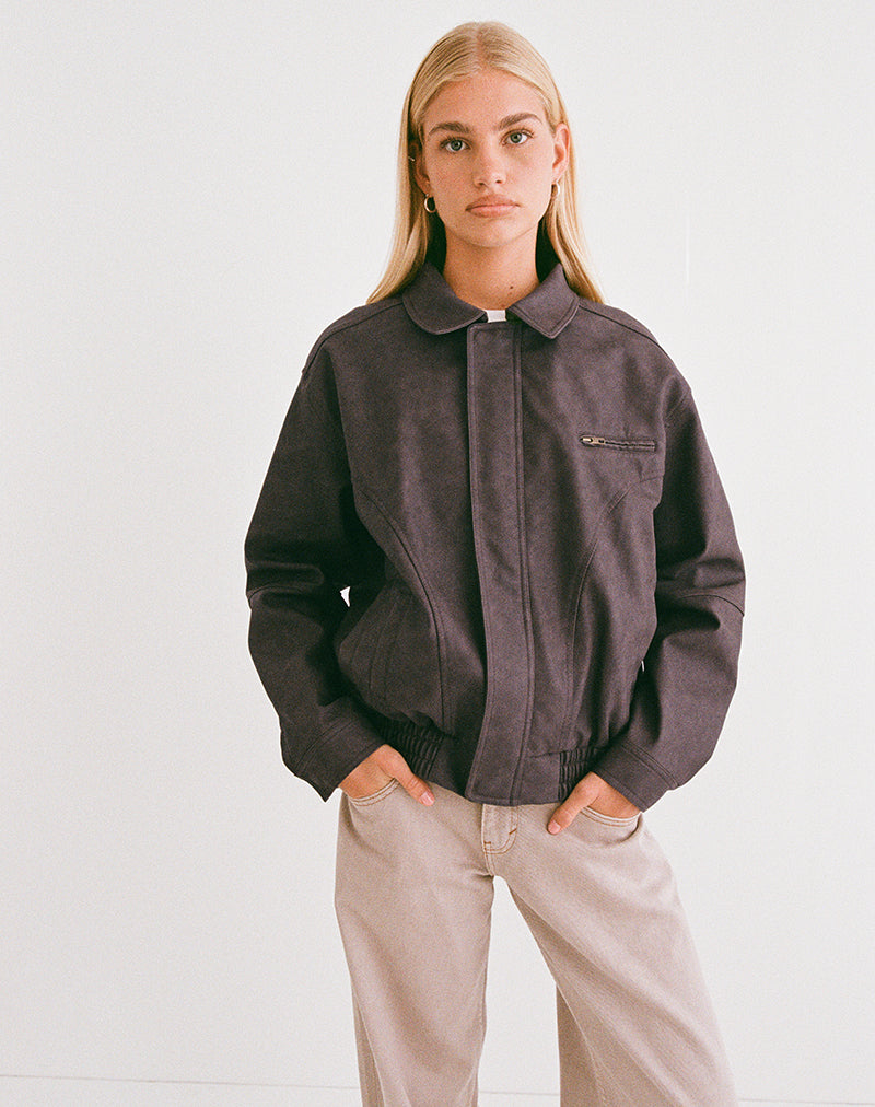 Imagen de Aviara Chaqueta corta de PU Marrón oscuro