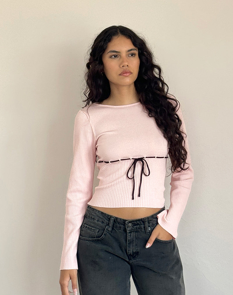 Awdella Top en rosa rubor con negro