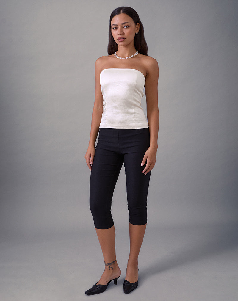 Imagen de Ayaka Lace Up Corset Top in Satin Jacquard Ivory