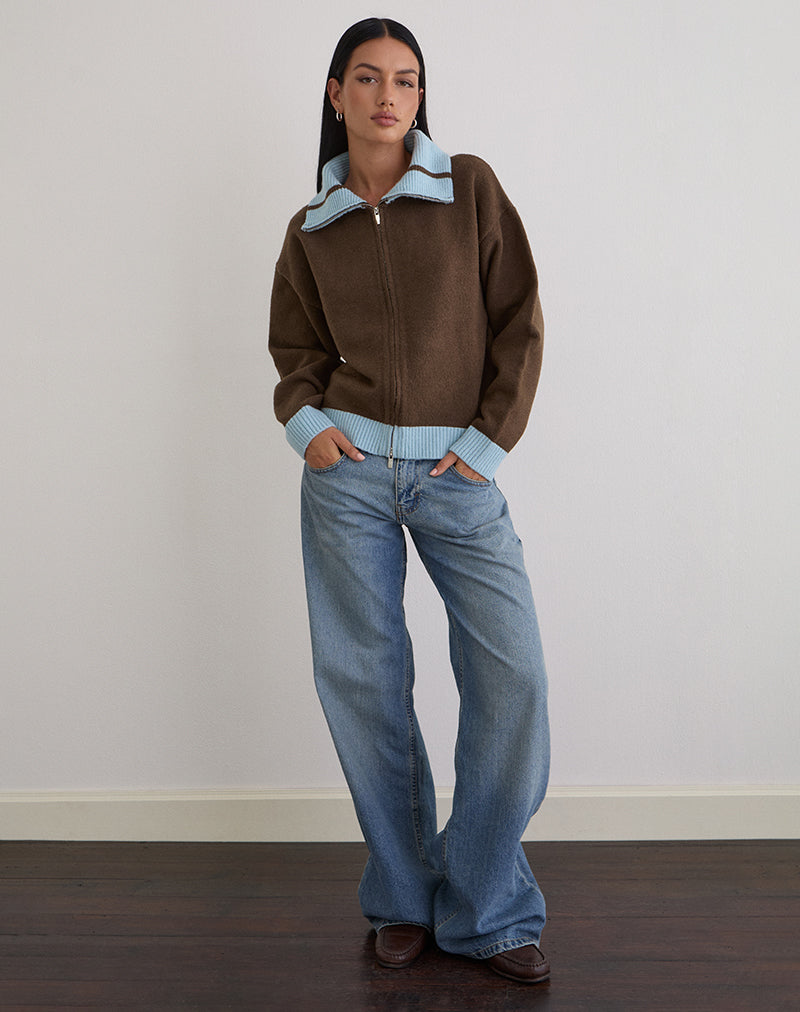 Imagen de Ayamu Zip Jumper in Knit Marrón