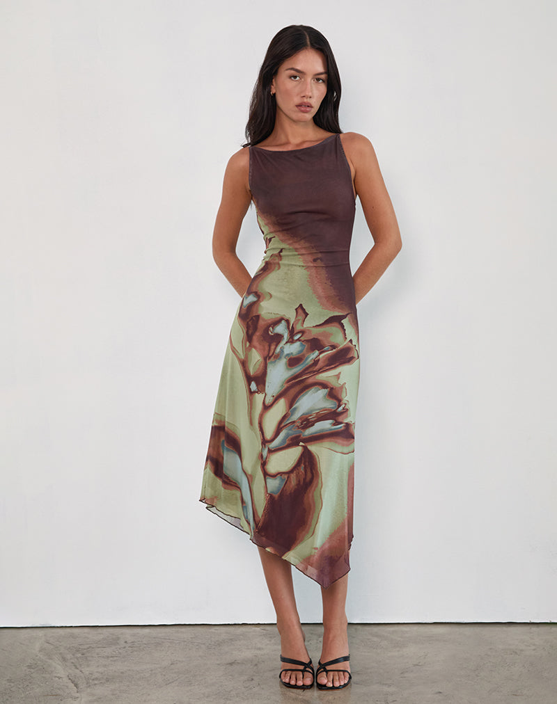 Vestido Midi Aysun en Malla Lumen Marrón