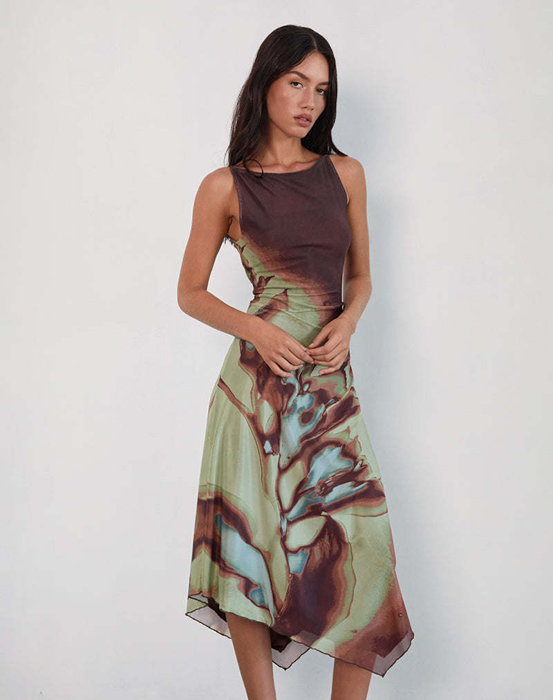 Imagen de Aysun Midi Dress in Lumen Mesh Marrón