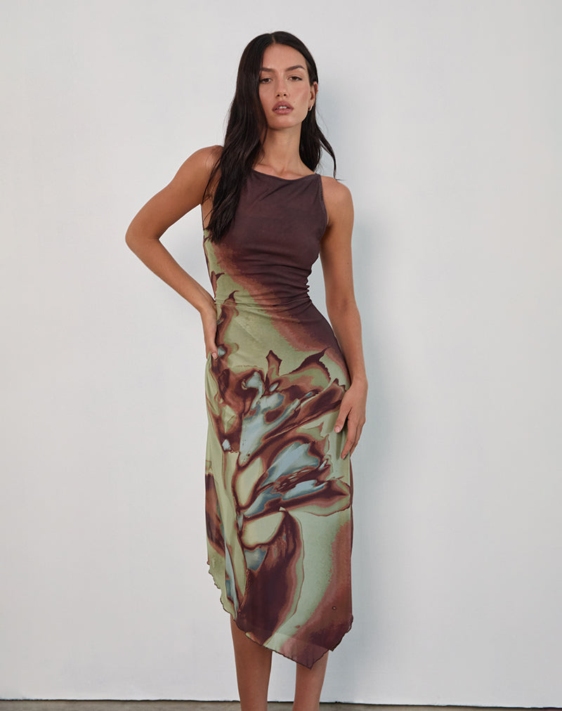Imagen de Aysun Midi Dress in Lumen Mesh Marrón