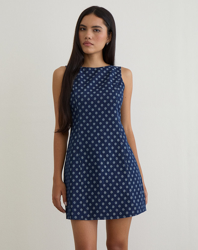 Vestido Ayura en Polka Chambray Indigo