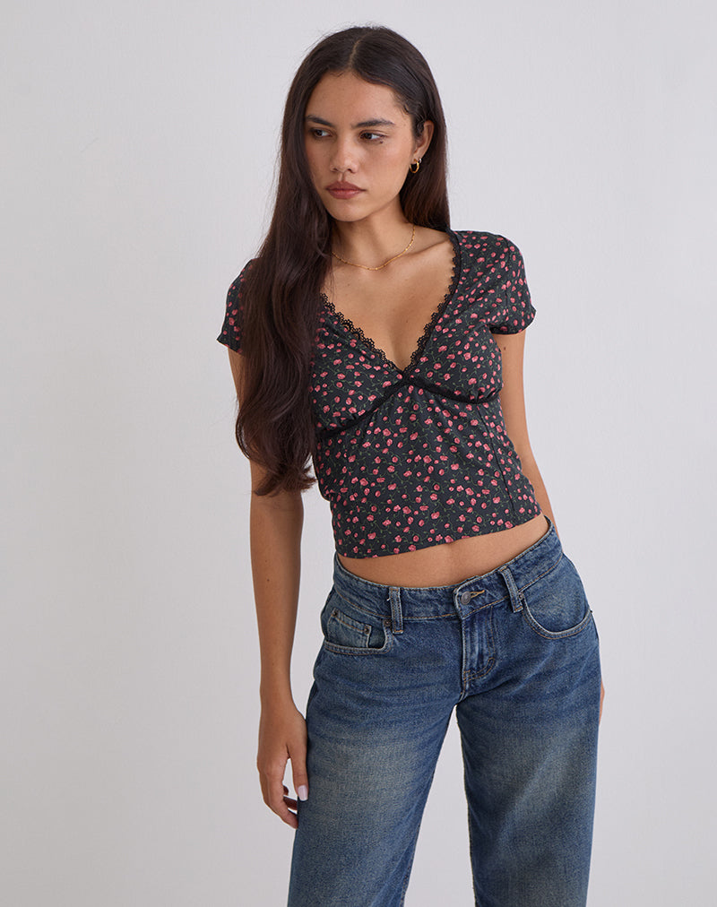 Top Asani en rosa oscuro rosa negro