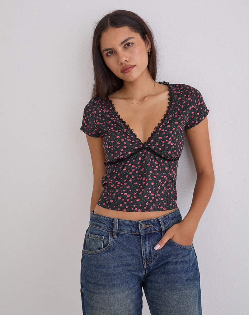 Imagen de Asani Top Rosa Oscuro Negro