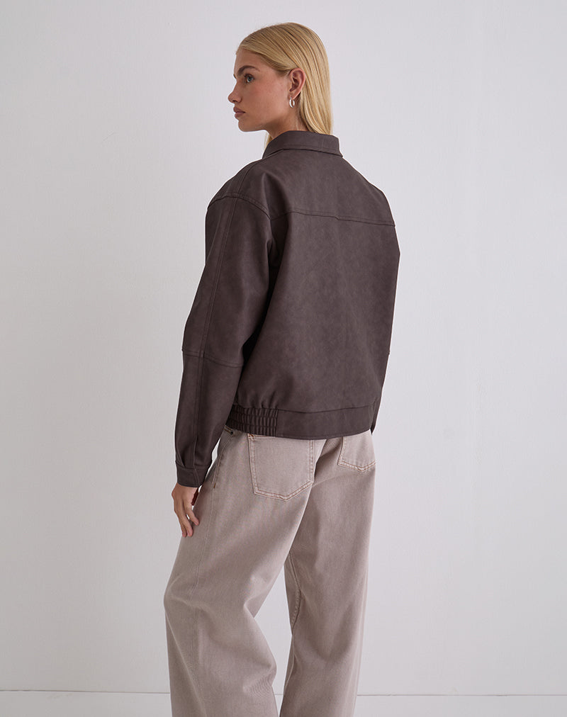 Imagen de Aviara Chaqueta corta de PU Marrón oscuro