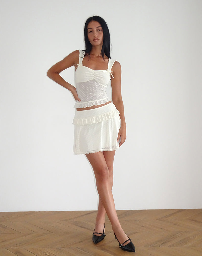 imagen de Gastri Minifalda en Polka Flock Marfil