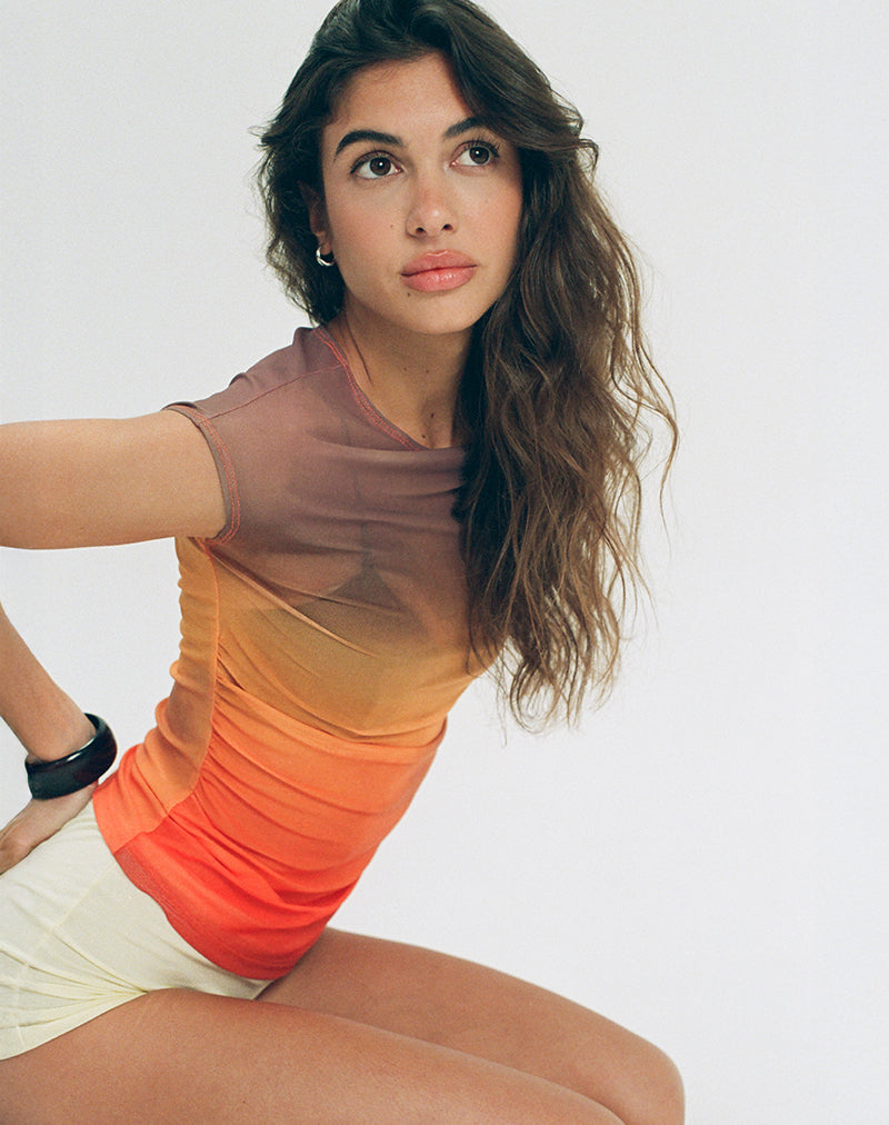 Imagen de Bastille Top en Malla Estampado Naranja Atardecer