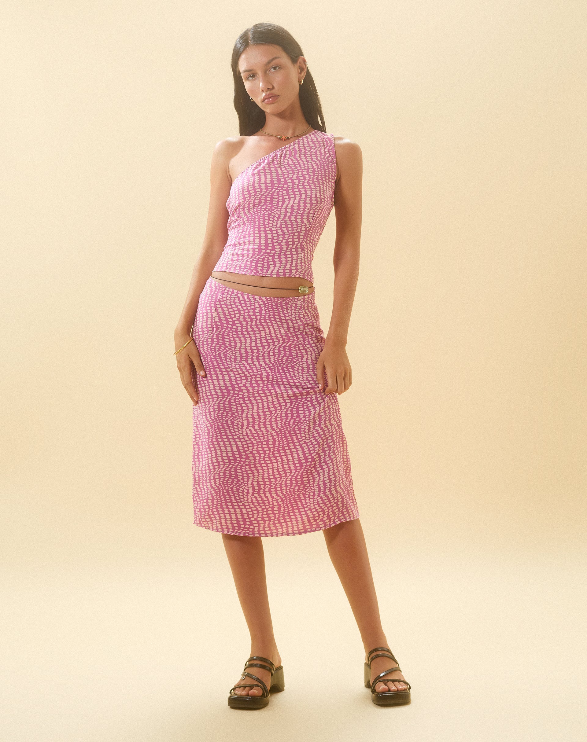 imagen de Harriet Midi Skirt in Wavy Polka Purple
