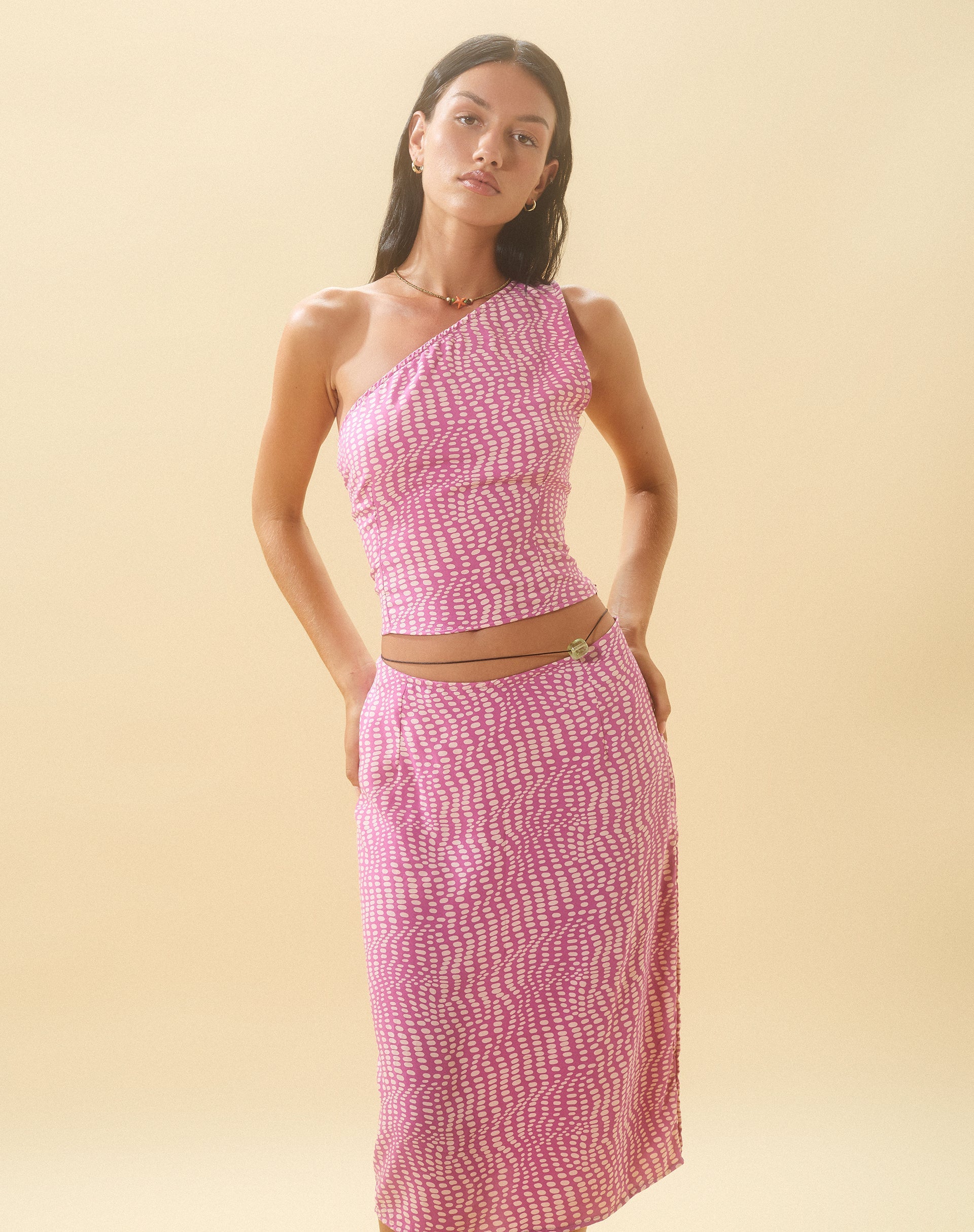 imagen de Harriet Midi Skirt in Wavy Polka Purple