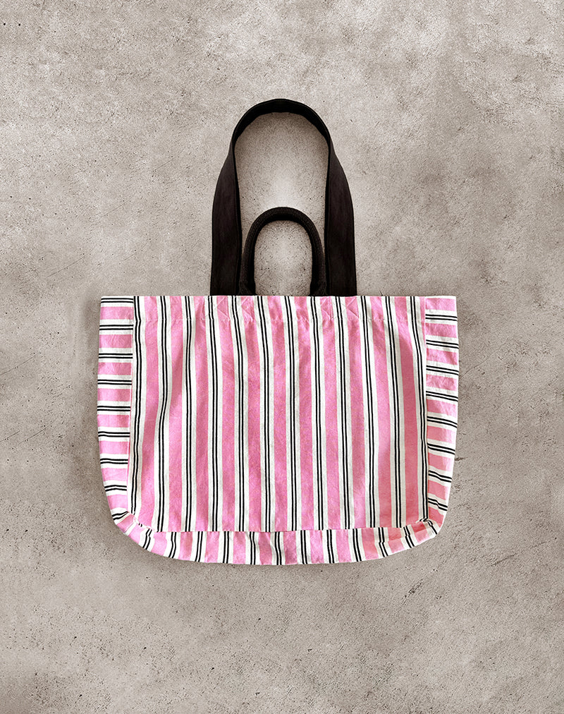 Bolsa de playa en rosa a rayas