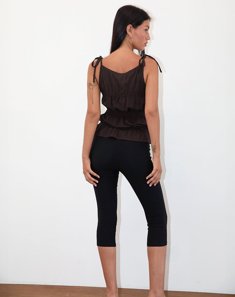 Imagen de Beck Ruched Tie Strap Top en Chocolate amargo