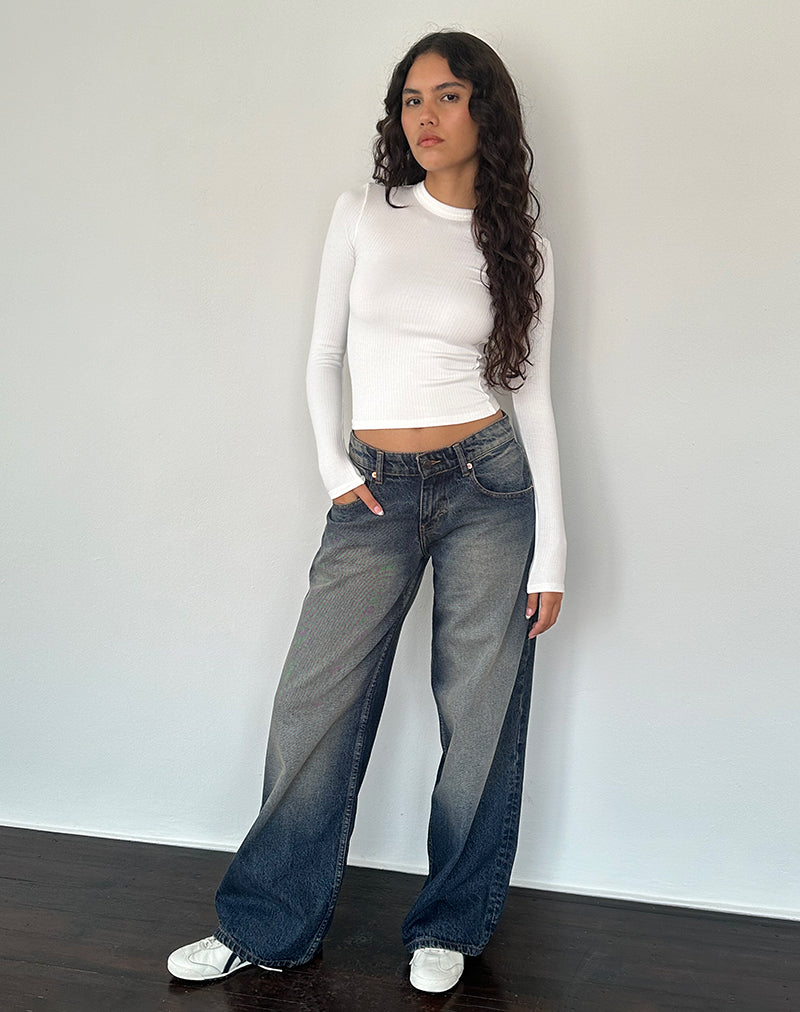 Imagen de Beech Ribbed Long Sleeve Top en Off White
