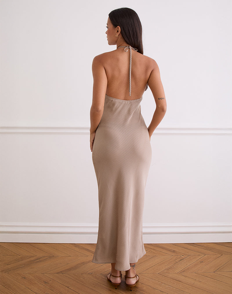 Imagen de Belara Maxi Dress in Satin Stripe Taupe
