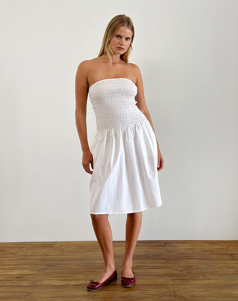 imagen de Belesi Bandeau Midi Dress in Poplin White