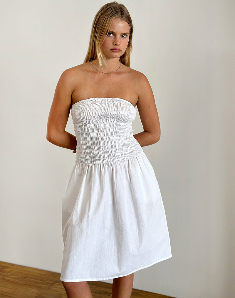 imagen de Belesi Bandeau Midi Dress in Poplin White
