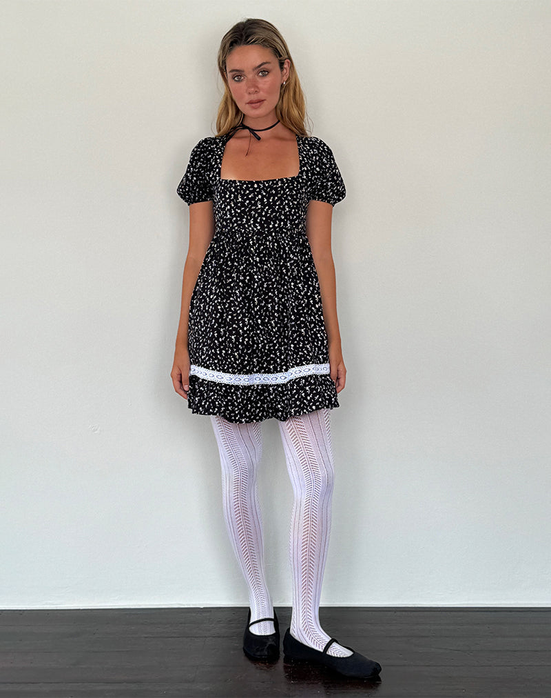 Imagen de Beling Mini Vestido de Té en Negro Ditsy Romance